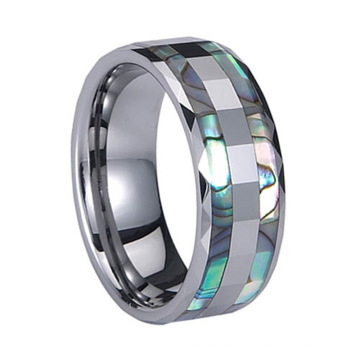 Amazon Hot Vente 8 mm Tungsten Steel Black Rings Bijoux Tungsten Ring Double Groove Couleur Shel